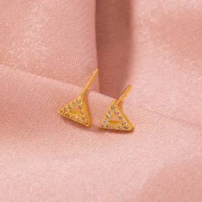 European and American foreign trade fashion simple triangle zircon earrings female diamond gold all-match earrings