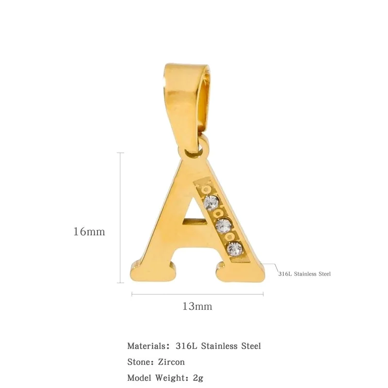 European And American Hot Selling 18K Metal Diamond Stainless Steel Letter Pendant Series Diy Free Matching Necklace Bracelet