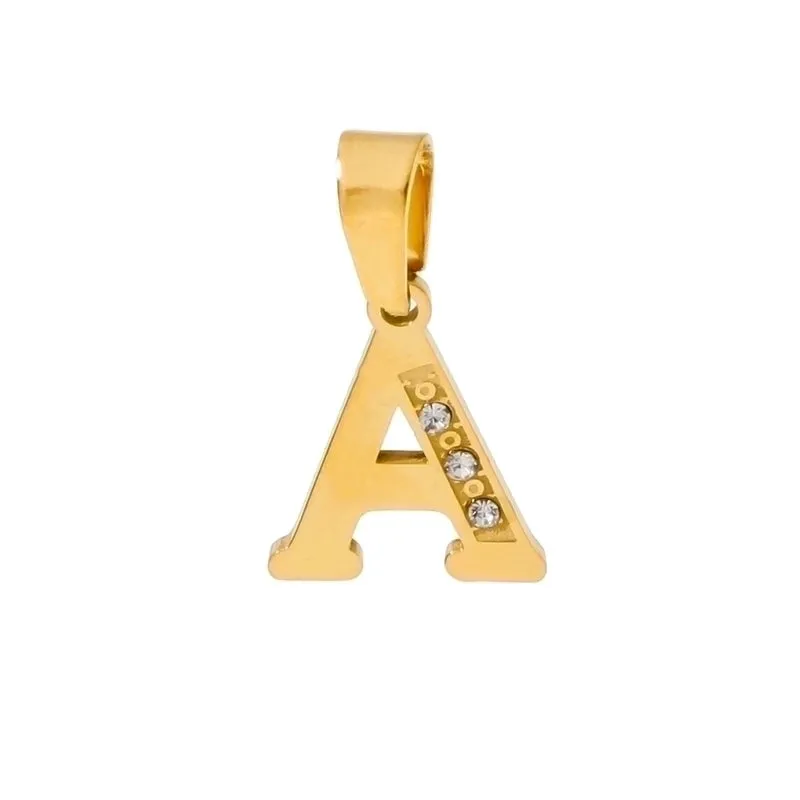 European And American Hot Selling 18K Metal Diamond Stainless Steel Letter Pendant Series Diy Free Matching Necklace Bracelet