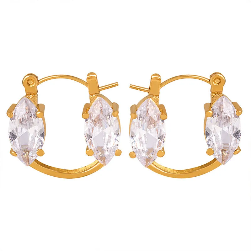 Exquisite Ancient Style Zircon Earrings in Titanium Steel