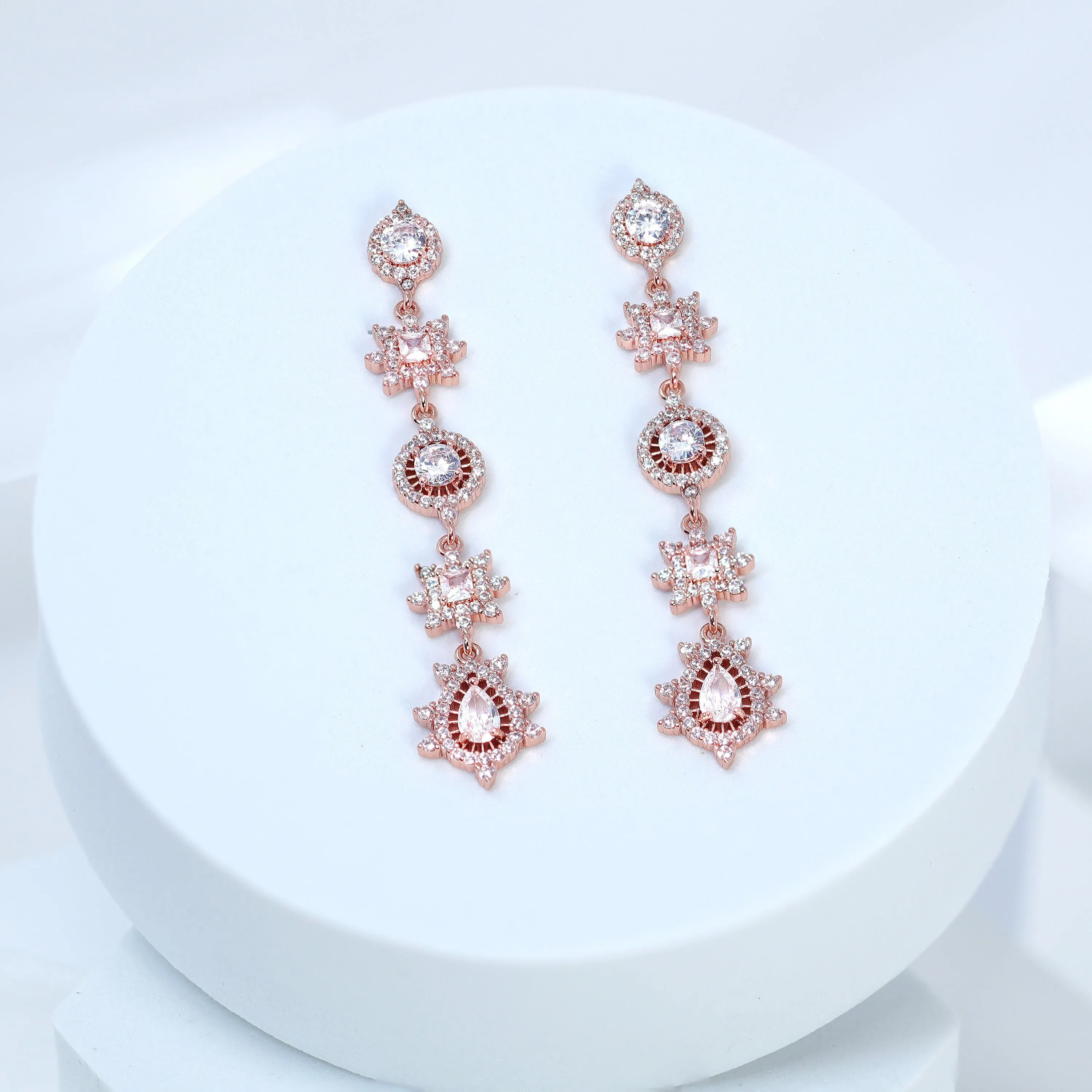 Exquisite Bridal Treasure: Long Swarovski Crystal Dainty Statement Earrings, Long Bridal Jewelry, Crystal Bridal Earrings Cz