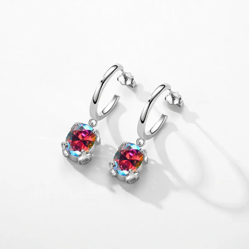 Exquisite S925 Pure Silver Zircon Earrings for Elegant Women's Fashion