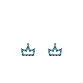 Exquisite S925 Sterling Silver Turquoise Retro Crown Earrings