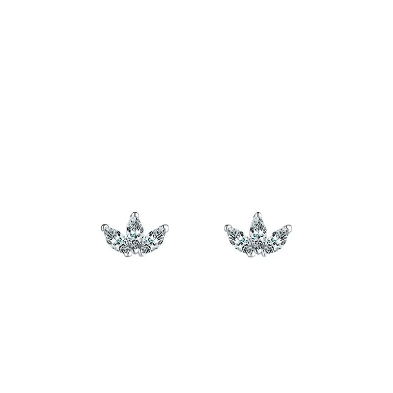 Exquisite Sterling Silver Crown Earrings with Zircon Gem