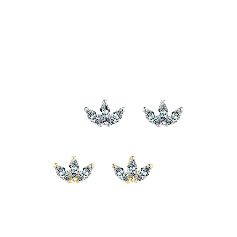 Exquisite Sterling Silver Crown Earrings with Zircon Gem