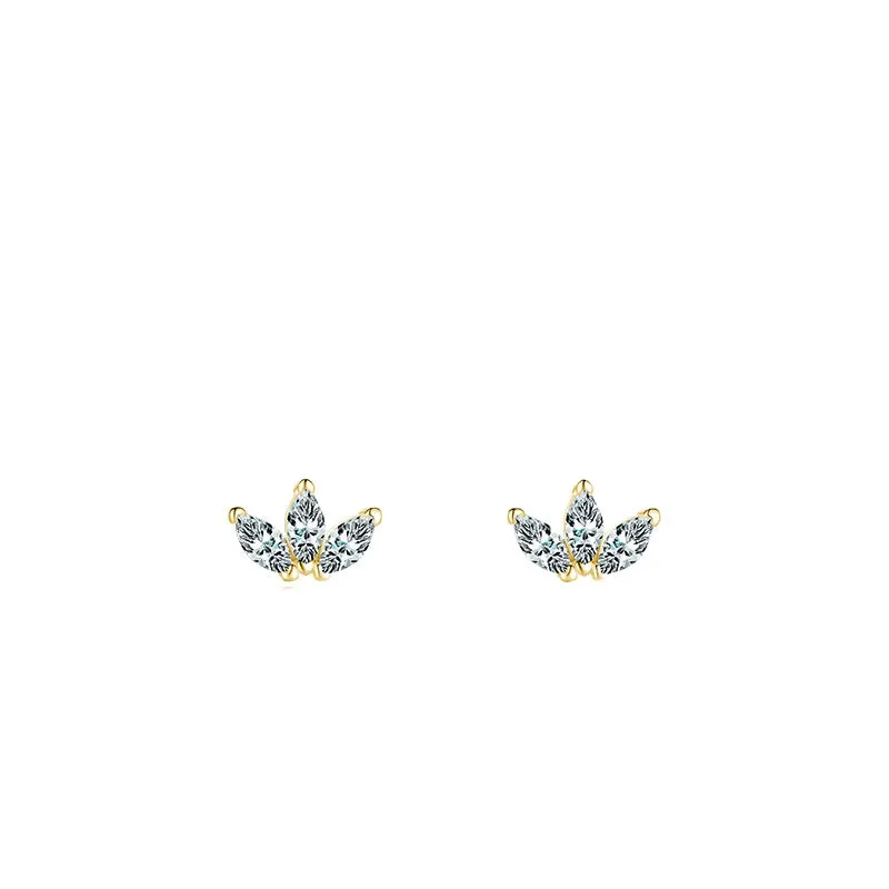 Exquisite Sterling Silver Crown Earrings with Zircon Gem