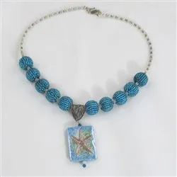 Exquisite Turquoise Blue Handmade Artisan Bead Starfish Necklace