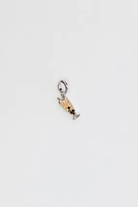 Fancy Boba Milk Tea Crystal Sterling Silver Charm