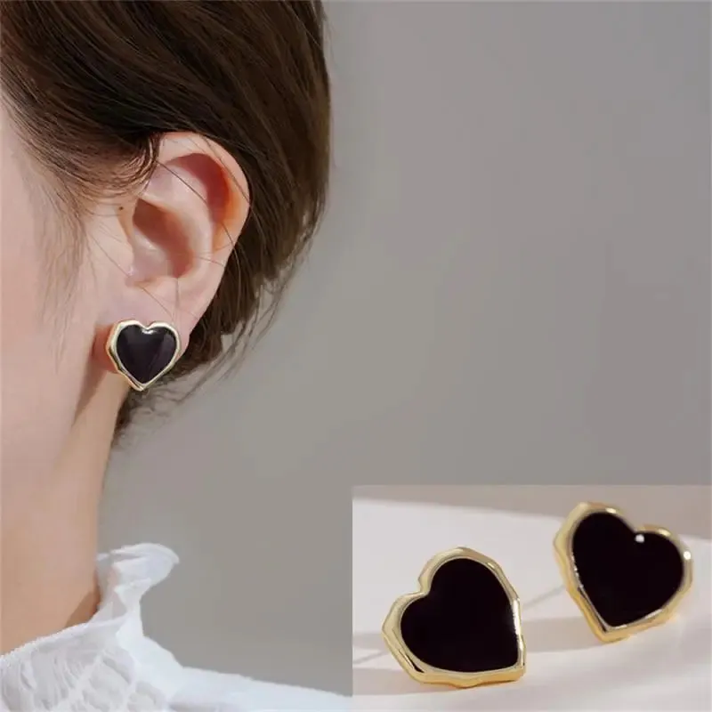 Fashion Ear Nails Heart Stud Earrings Zircon Vintage For Women Girl's Daily Wear Wedding Party Birthday Gift Jewelry Accessories