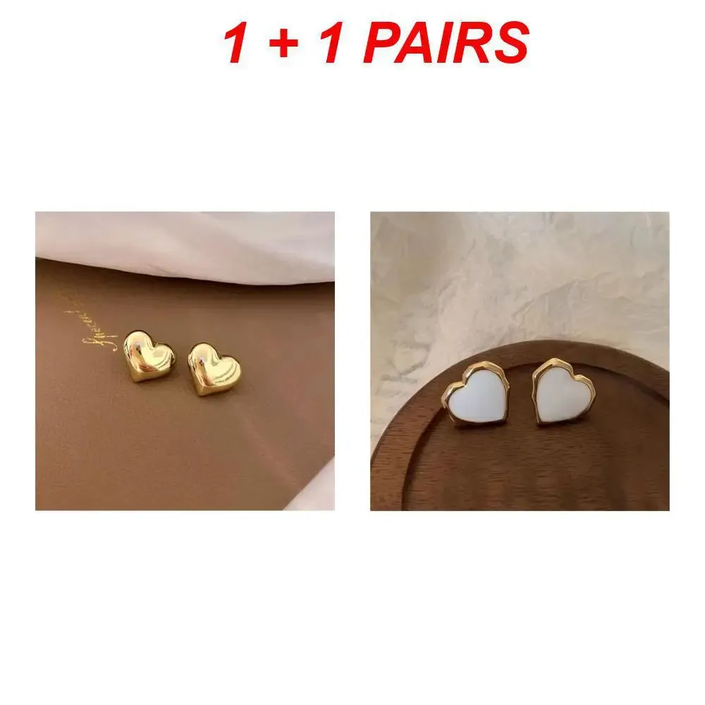 Fashion Ear Nails Heart Stud Earrings Zircon Vintage For Women Girl's Daily Wear Wedding Party Birthday Gift Jewelry Accessories