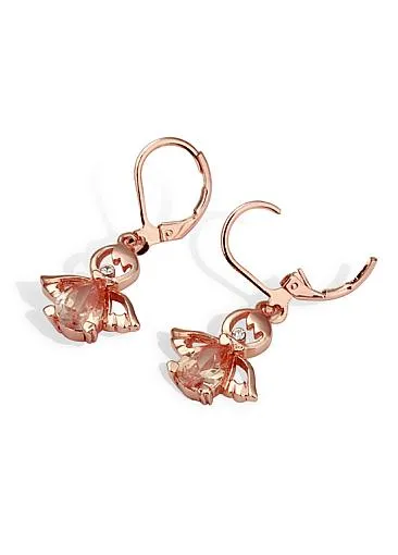 Fashion Earrings with AAA Zircon Angel Wings Trendy Rose Gold Plated Dangle