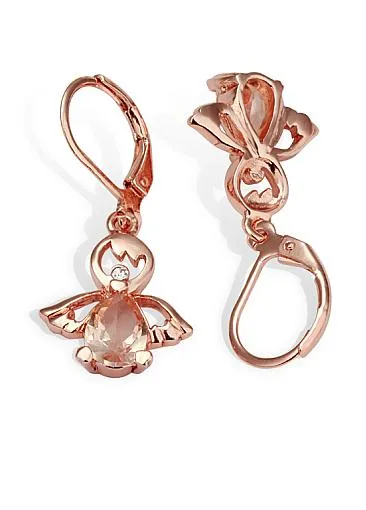 Fashion Earrings with AAA Zircon Angel Wings Trendy Rose Gold Plated Dangle