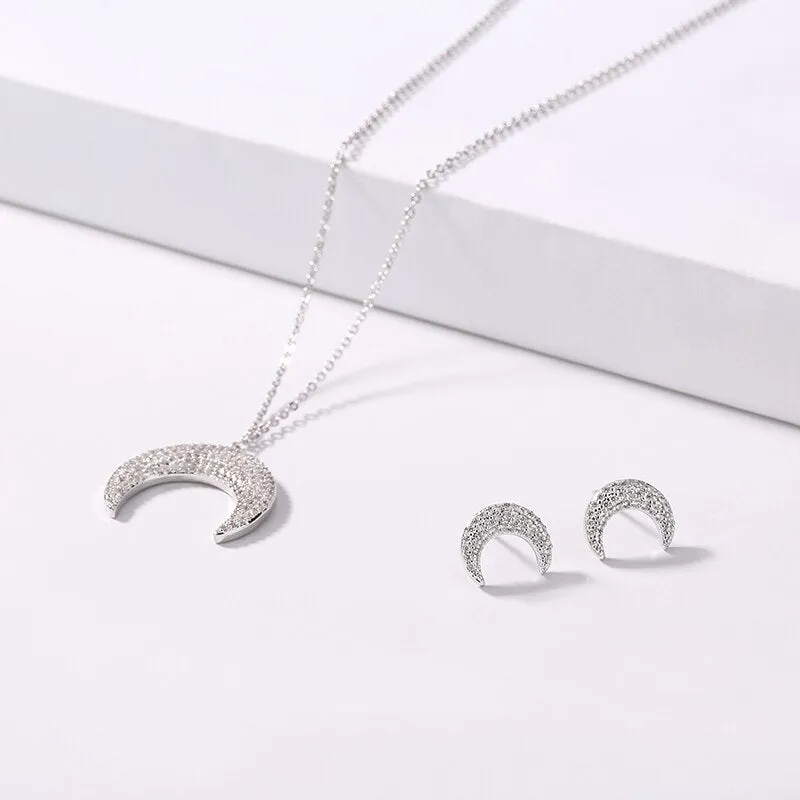 Fashion Jewelry Creative Moon Jewelry Set for Her with Zircon in 925 Sterling Silver