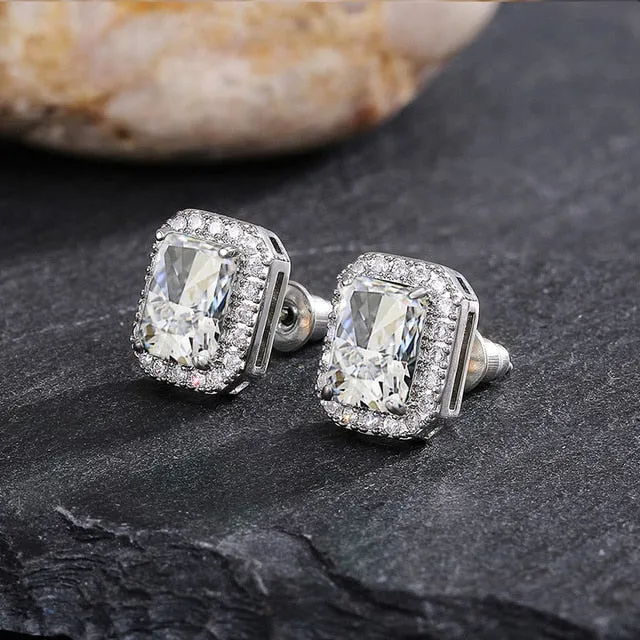 Fashion Jewelry Elegant Green Cubic Zirconia Stud Earrings for Women