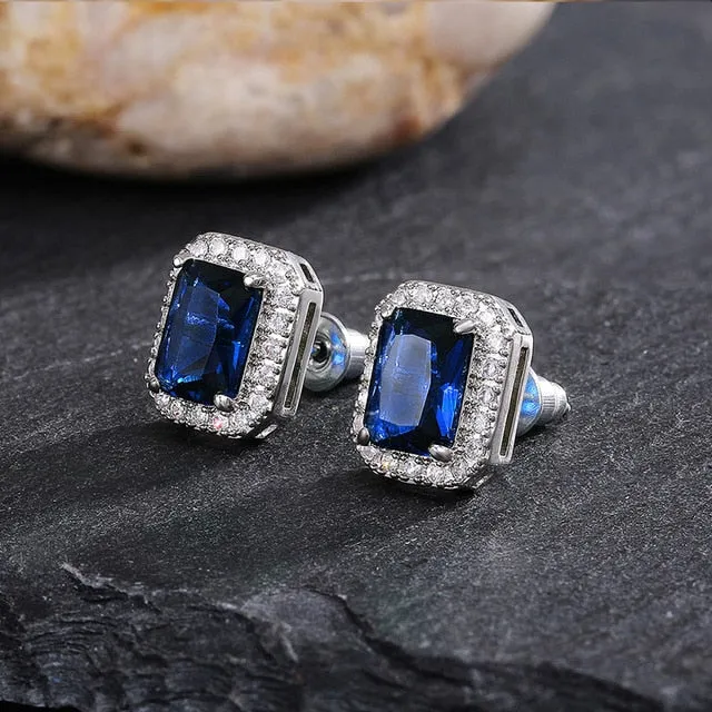 Fashion Jewelry Elegant Green Cubic Zirconia Stud Earrings for Women