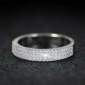 Fashion Jewelry Luxury Bling Bling 3 Row Paved CZ Wedding Band Ring for Women