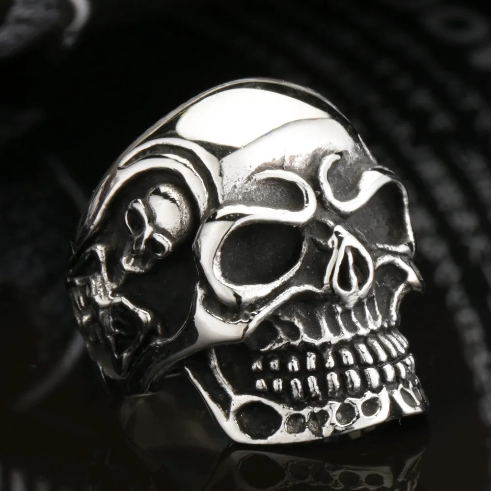 Fashion Ring Stainless Steel Rings For Man Big Tripple Skull Ring Punk Biker Jewelry