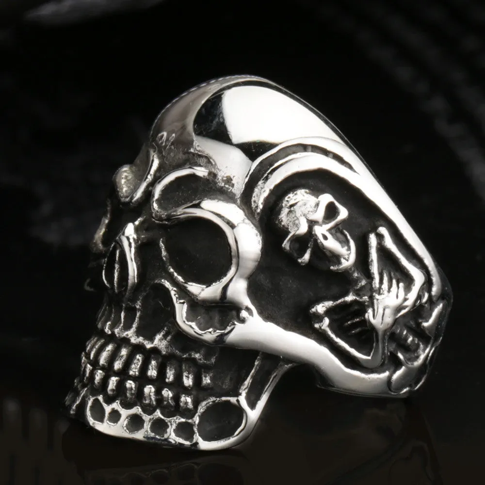 Fashion Ring Stainless Steel Rings For Man Big Tripple Skull Ring Punk Biker Jewelry