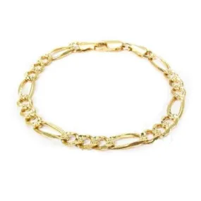 Figaro 8 inch Bracelet - 14k Gold Overlay