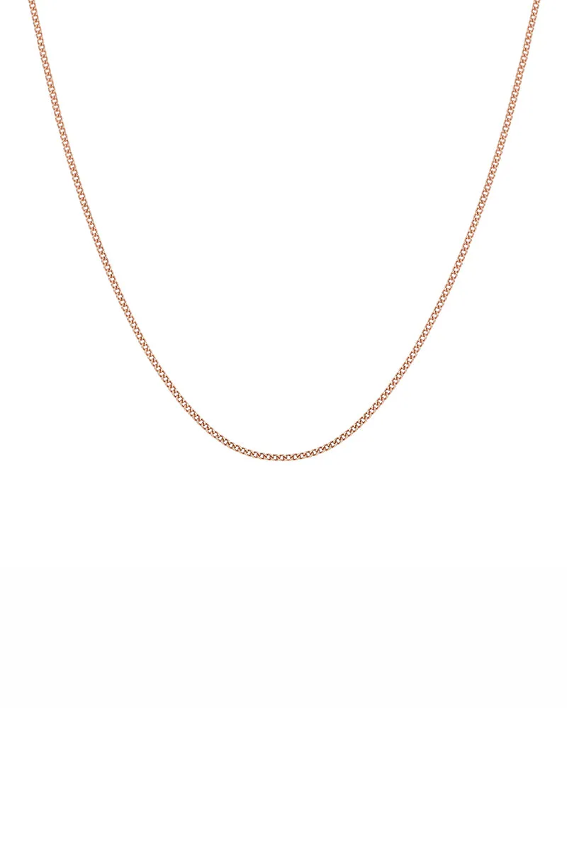 Fine Curb Chain necklace - Rose Gold