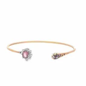 Flower Bracelet with Pink Multi Stones and Diamonds