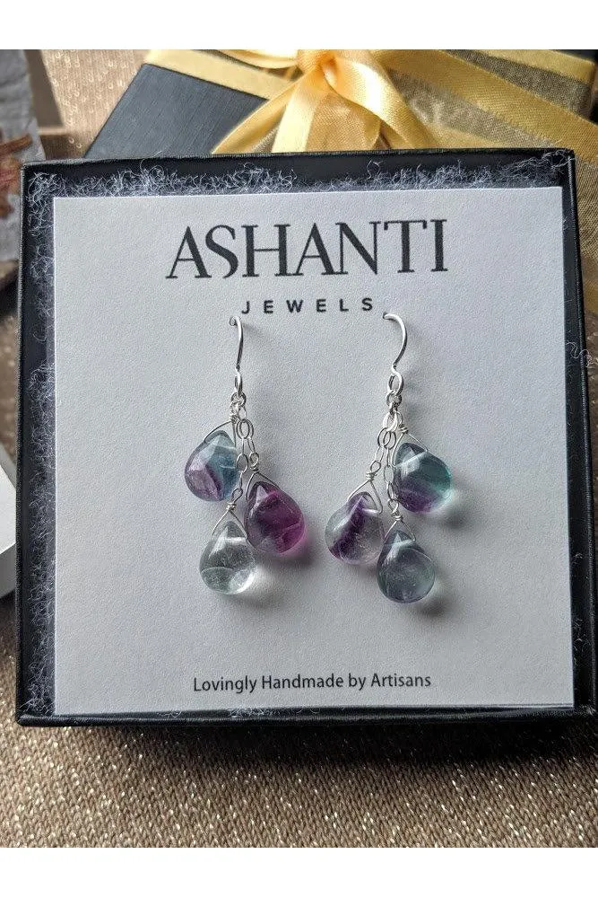 Fluorite Pastel Gemstone Dangle Earrings