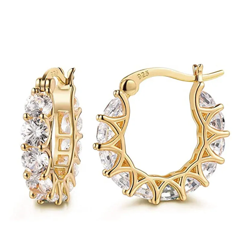 French full inlaid zircon lace earrings U-shaped earrings cross-border e-commerce hot sale