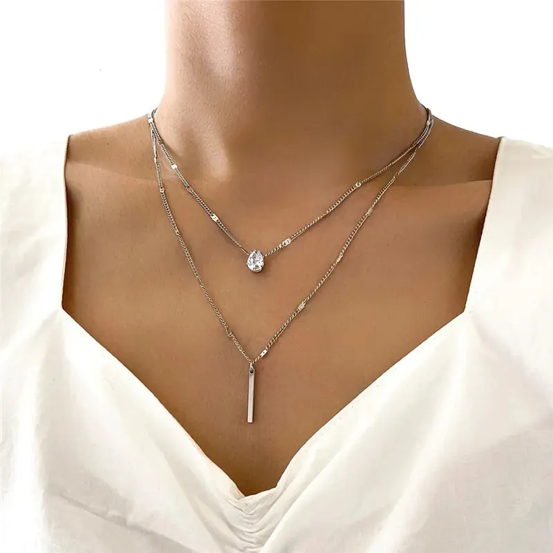 Glamorous Versatile Square Crystal Necklace Set