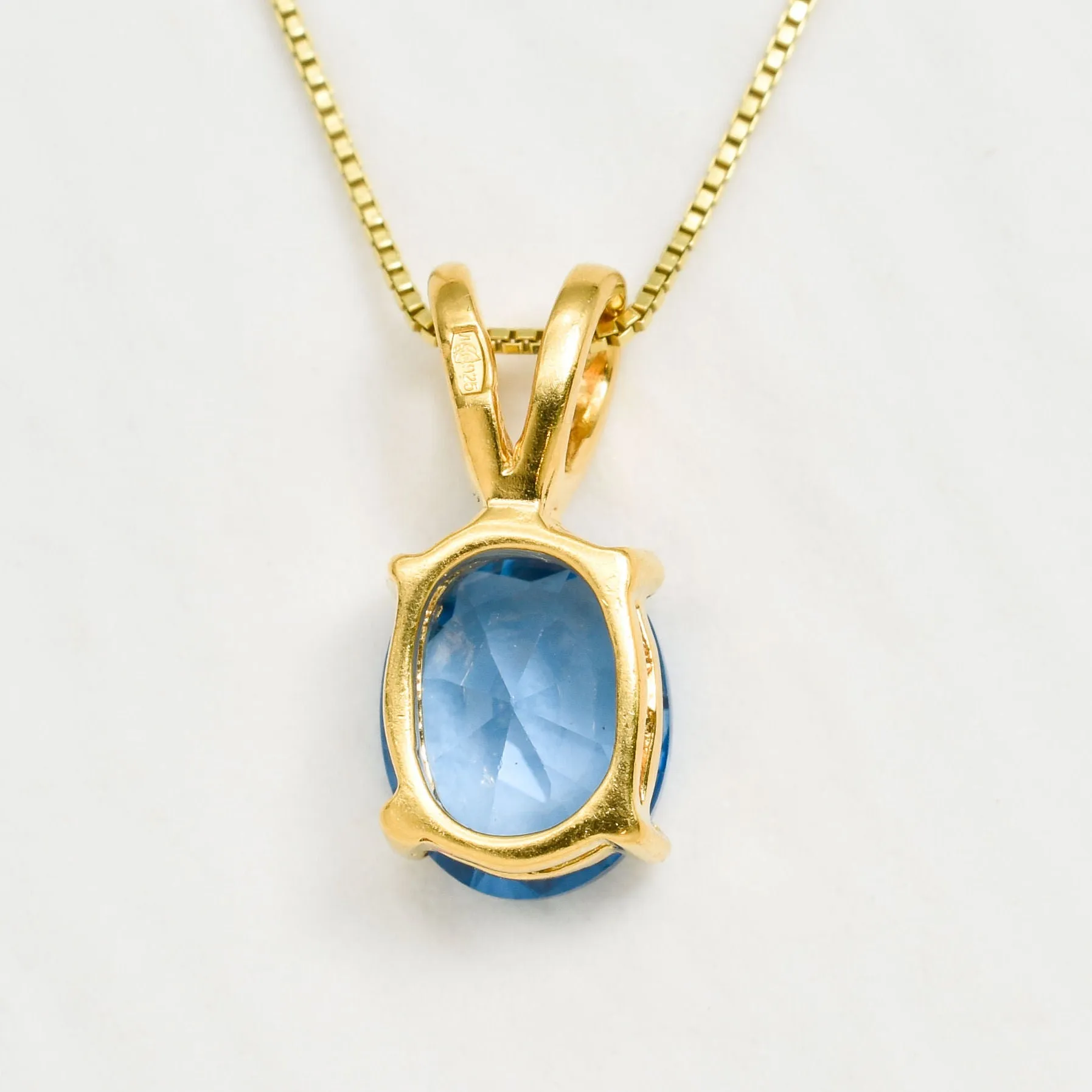 Gold Aquamarine Necklace - Blue Oval Pendant - Gold Aqua Necklace