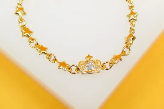 Gold Filled Star Kids Bracelet With Cubic Zirconia Stones