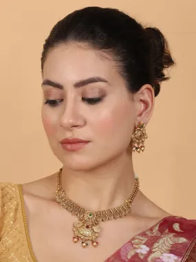 Gold Plated Rajwadi Mayuraksh Necklace Set