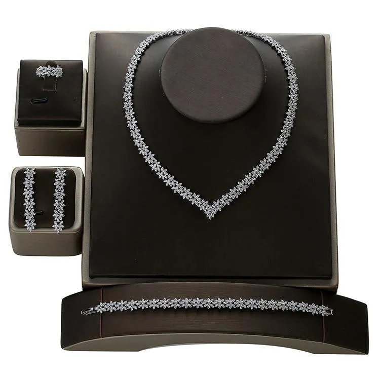 Gorgeous Elegant AAAA  High Quality Cubic Zirconia Diamonds 4 Piece Bridal Jewelry Set