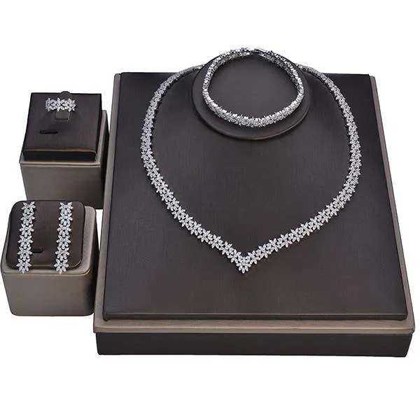 Gorgeous Elegant AAAA  High Quality Cubic Zirconia Diamonds 4 Piece Bridal Jewelry Set