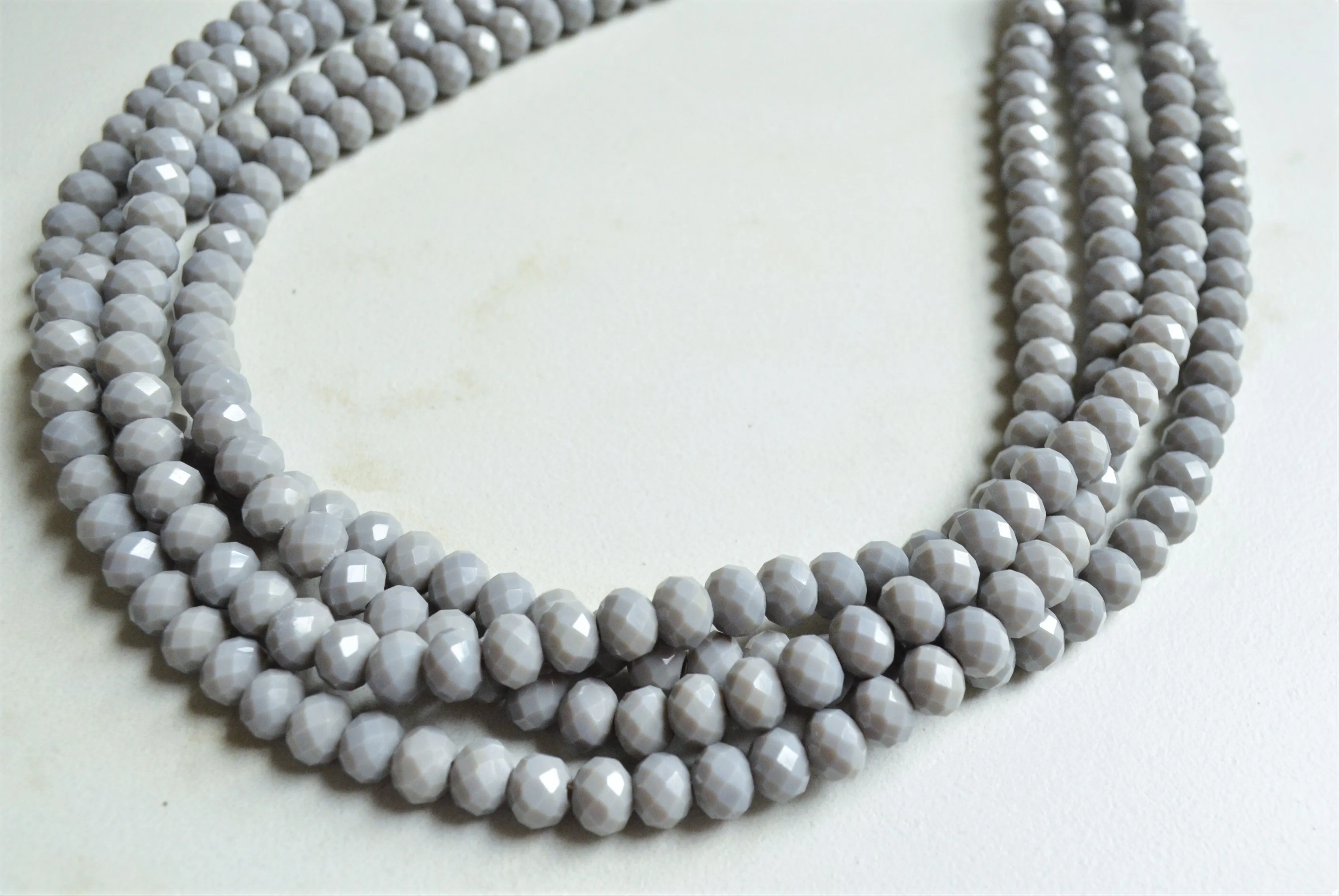 Gray Beaded Glass Multi Strand Chunky Statement Necklace - Aria