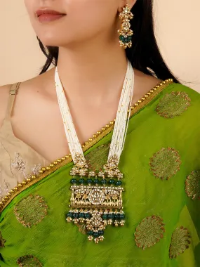 Green Color Gold Plated Jadau Kundan Necklace Set - MS2082Y