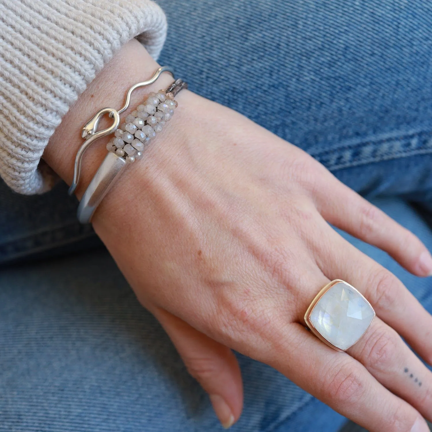 Hand Stitched Grapalite With Shaded Zircon Trim Bracelet