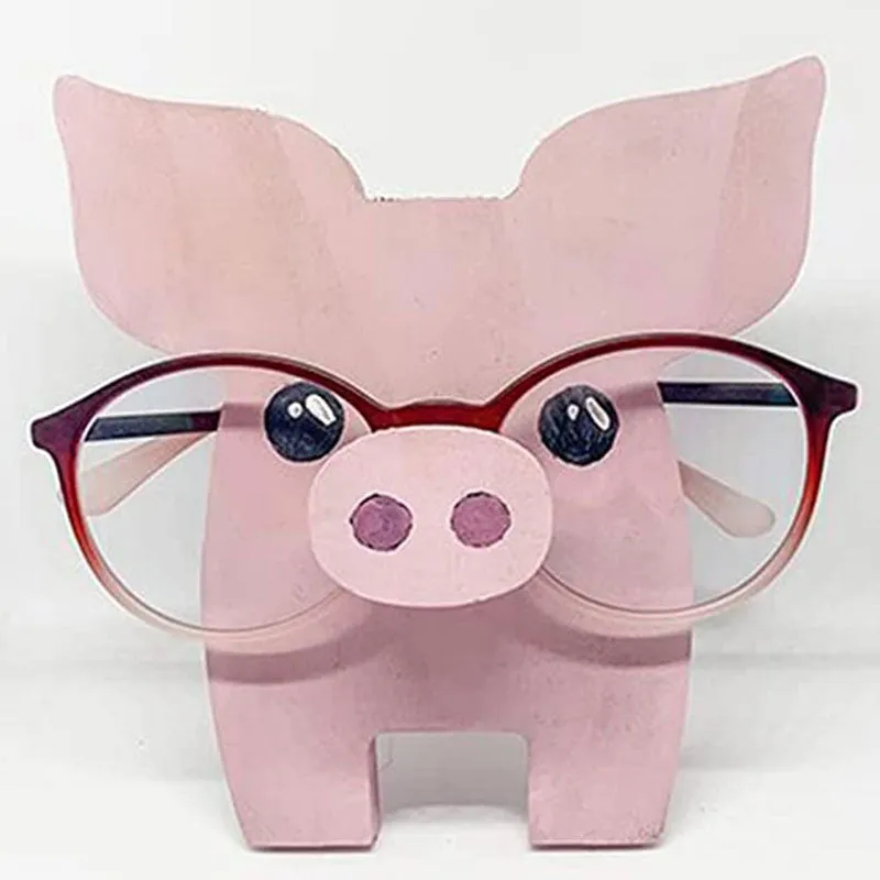 Handmade Glasses Stand Pig