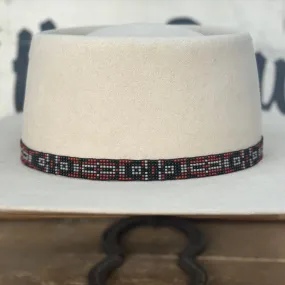 Hatband B1-X | 7 Row Beaded Stretch Black/Gray/Red