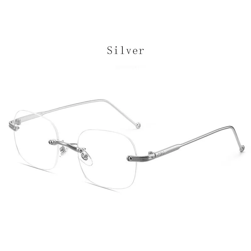 Hdcrafter Unisex Rimless Square Alloy Anti Blue Reading Glasses 6006