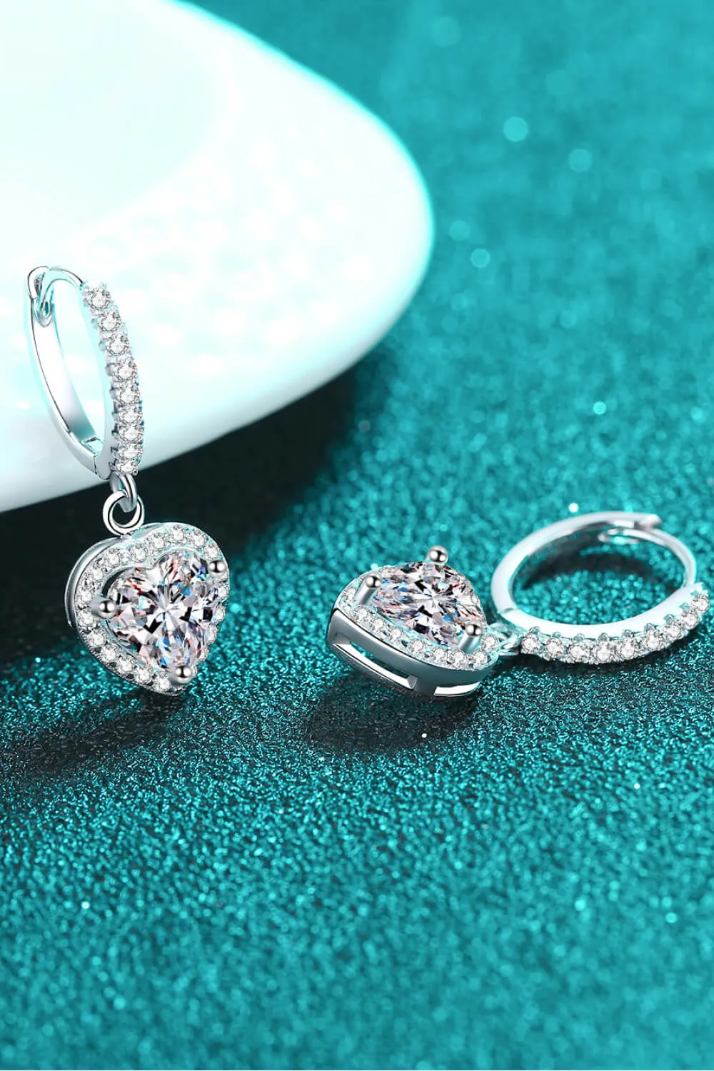 Heart Earrings Moissanite Heart-Shaped Drop Earrings Women's Jewelry