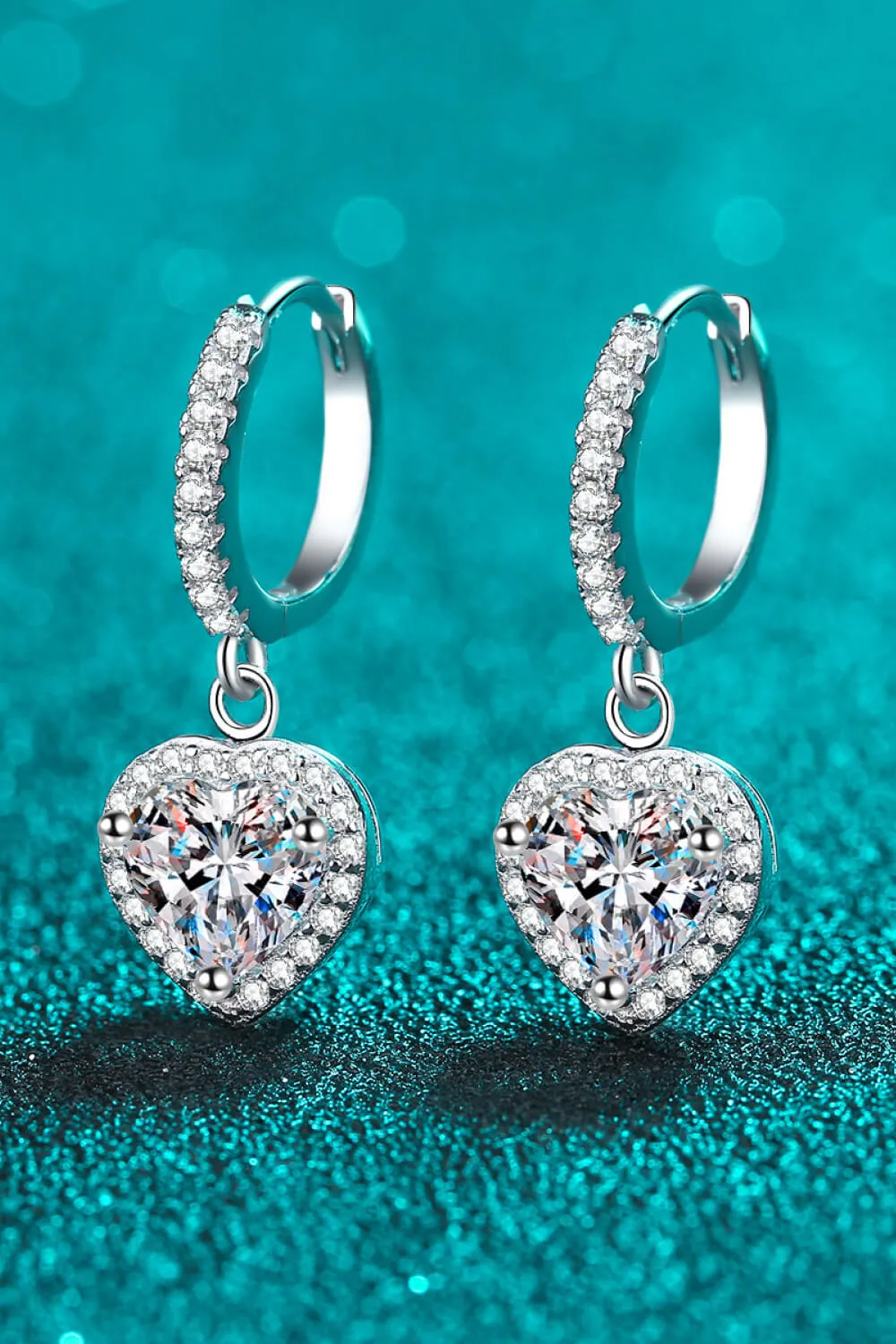 Heart Earrings Moissanite Heart-Shaped Drop Earrings Women's Jewelry