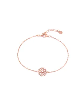 Hollow Daisy Flower Zircon Silver Bracelet