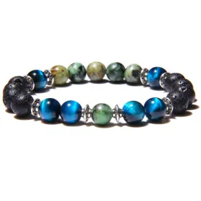 Horizon Chaser - Blue Zircon Tigers Eye, Black Onyx and Lava Stone