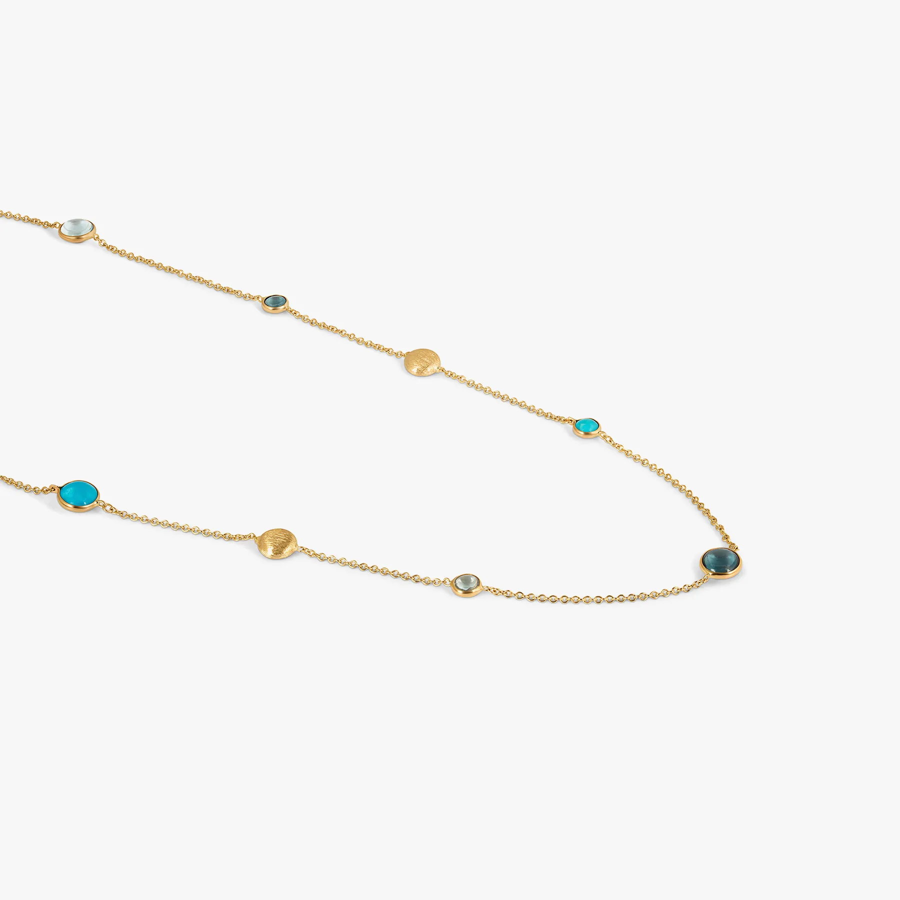 Isfahan Necklace In 14K Yellow Gold With Topaz & Turquoise