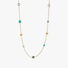 Isfahan Necklace In 14K Yellow Gold With Topaz & Turquoise