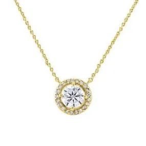 Isla Round Halo Gold Pendant – 10mm | 1.2ct