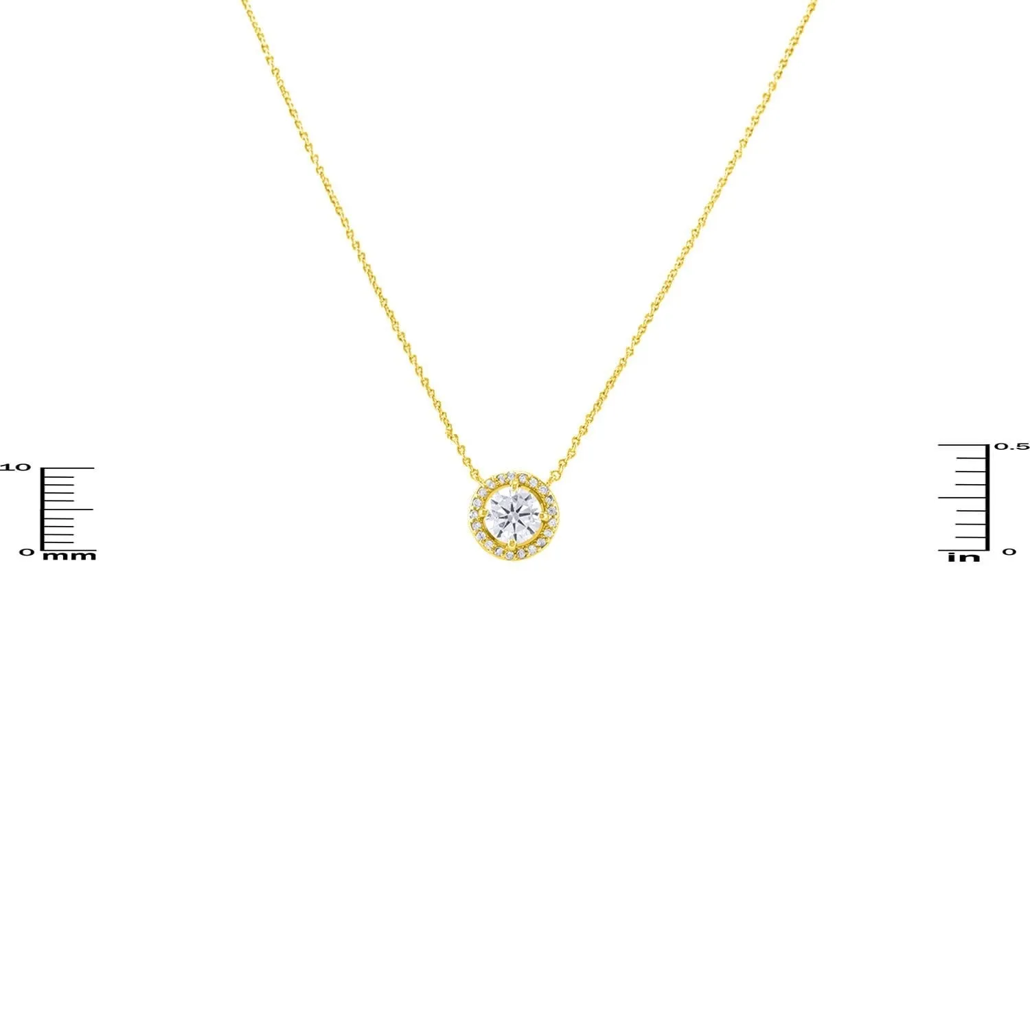 Isla Round Halo Gold Pendant – 10mm | 1.2ct