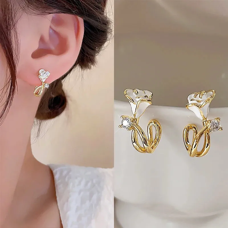 JC - Fashion Cuff Earrings: Gold with pearl and zircon, perfect for women’s party and wedding gifts