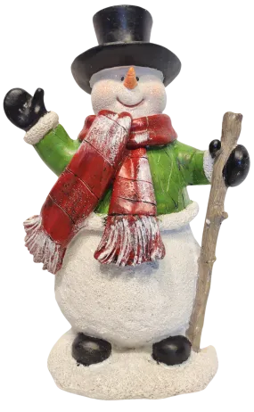 Jolly Snowman Figurine with Red Hat/Happy Holiday Sign or Snowman with Black Hat/Red Scarf