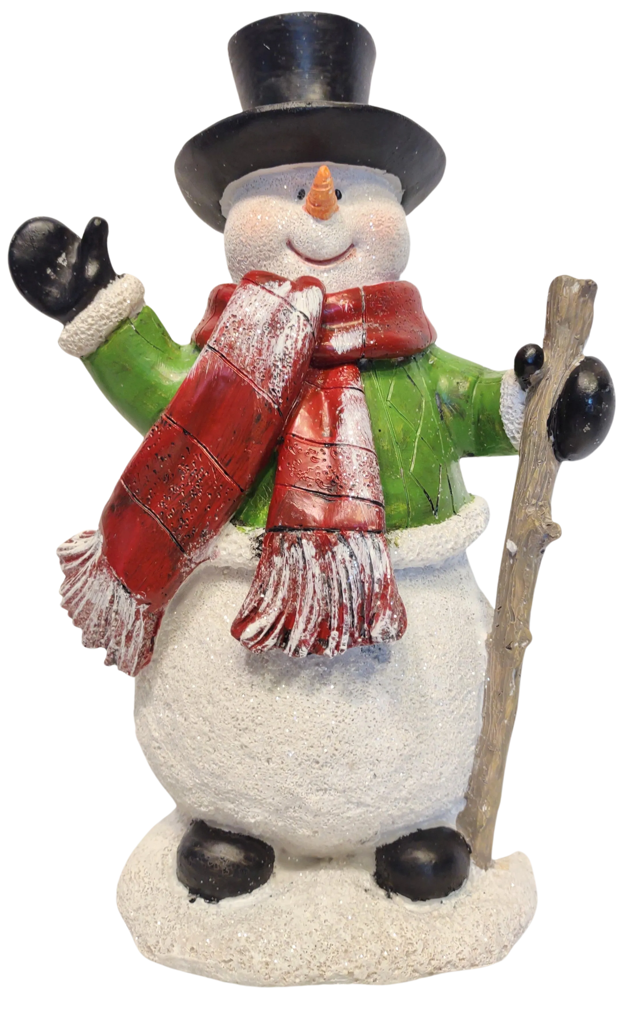 Jolly Snowman Figurine with Red Hat/Happy Holiday Sign or Snowman with Black Hat/Red Scarf